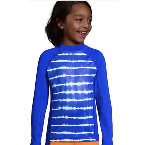NEW Lands’ End Boys Rash Guard Swim Shirt X-Small (4/5) UV 50 Long Sleeve NWT - Picture 1 of 7